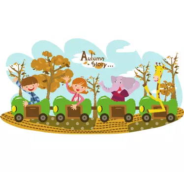 Kids Autumn Train Wall Mural - TenStickers