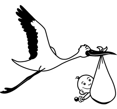 Kids Baby Stork Carrier Wall Sticker - TenStickers