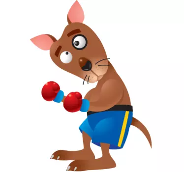 Kids Boxing Kangaroo Wall Sticker - TenStickers