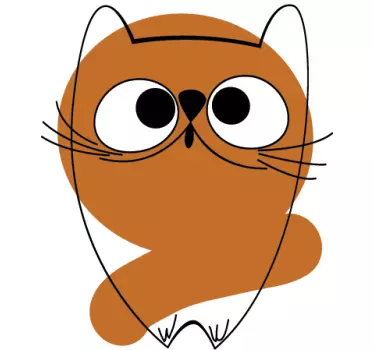 Kids Brown Cat Stroke Wall Sticker - TenStickers