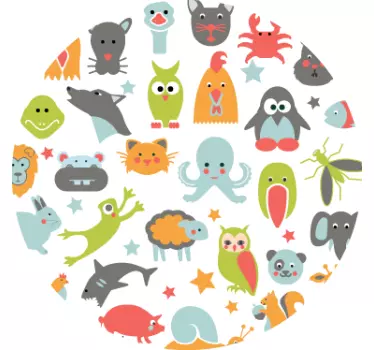 Kids Circle Animal Nursery Wall Mural - TenStickers