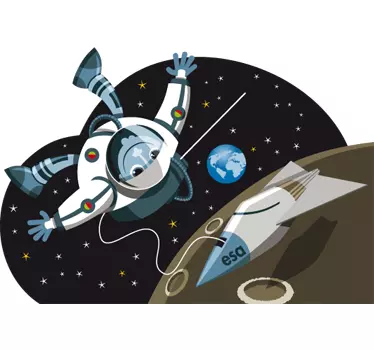 Kids European Astronaut Wall Sticker - TenStickers