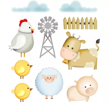 Kids Farm Animals Decal Collection - TenStickers