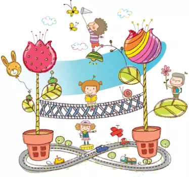 Kids Flower Pot City Wall Sticker - TenStickers