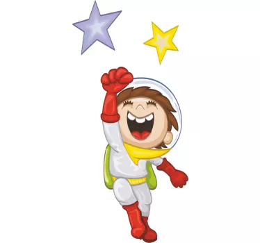 Kids Happy Astronaut Sticker - TenStickers