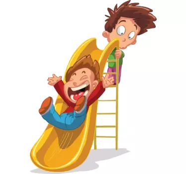 Kids on Slide Sticker - TenStickers