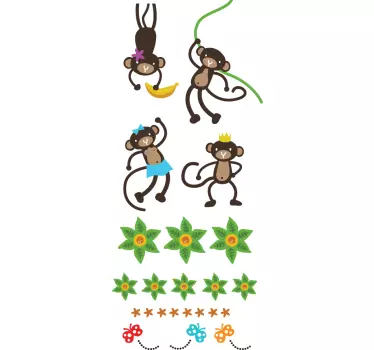 Kids Party Monkeys Wall Decal - TenStickers
