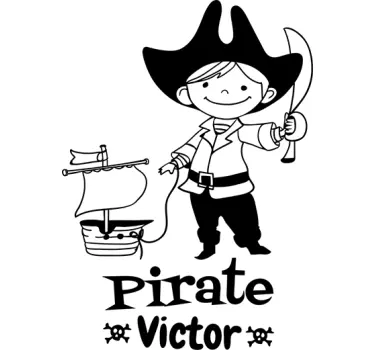 Kids Personalised Pirate Sticker - TenStickers