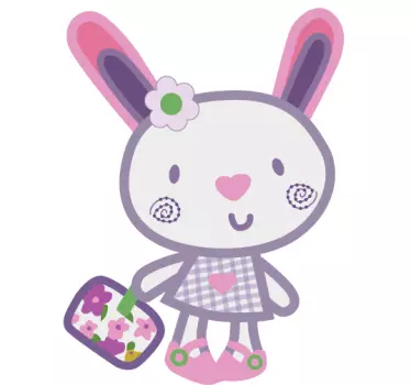 Kids Pink Bunny Wall Sticker - TenStickers