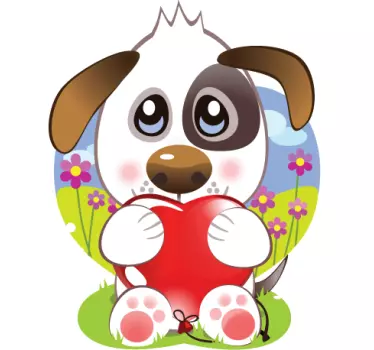 Kids Puppy Heart Love Wall Sticker - TenStickers
