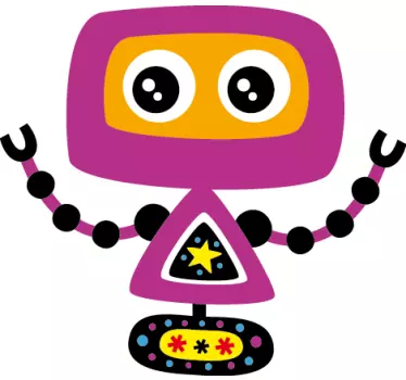 Kids Purple Robot Wall Sticker - TenStickers