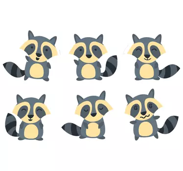 Kids Raccoon With Expressions Sticker - TenStickers