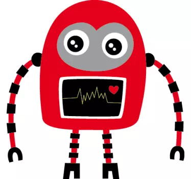 Kids Red and Black Robot Decal - TenStickers