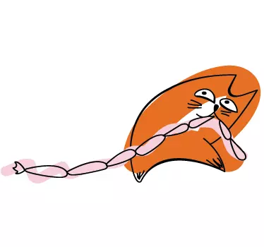Kids Sausage Cat Stroke Wall Sticker - TenStickers
