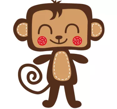 Kids Smiling Monkey Wall Sticker - TenStickers
