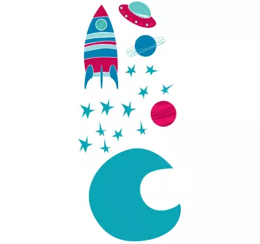 Kids Space Moon Decal Collection - TenStickers