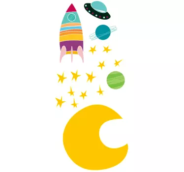 Kids Space Rocket Wall Decal Collection - TenStickers
