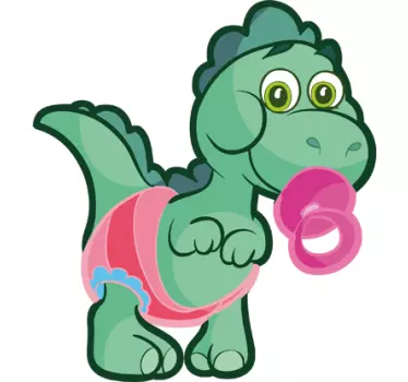 Kids Stickers Baby Green Dinosaur - TenStickers