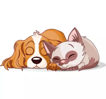Kids Stickers Sleeping Cat & Dog - TenStickers