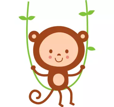 Kids Swinging Monkey Wall Sticker - TenStickers