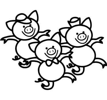 Kids Three Little Pigs Wall Sticker - TenStickers