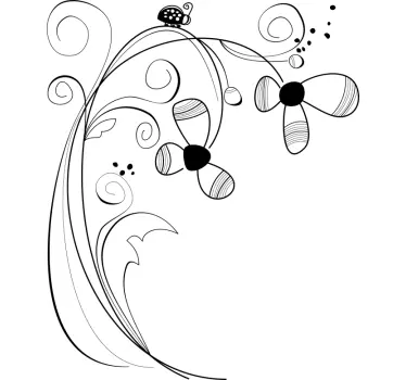 Ladybug on Daisy Wall Sticker - TenStickers