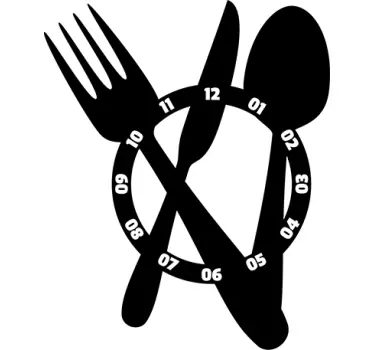 Large Cutlery Clock Sticker - TenStickers