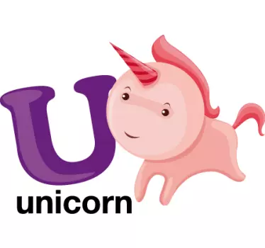 Letter U for Unicorn Kids Sticker - TenStickers