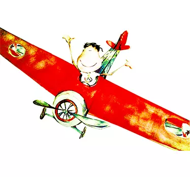 Little Boy in Airplane Illustration - TenStickers