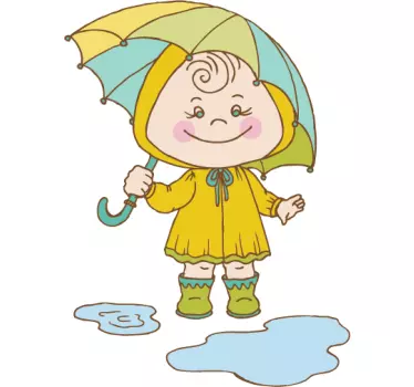 Little Girl Raining Kids Decal - TenStickers