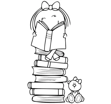 Little Girl Reading Wall sticker - TenStickers