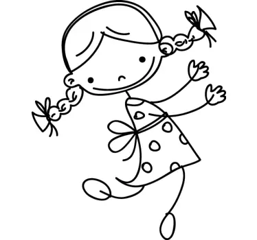 Little Girl Sketch Kids Sticker - TenStickers