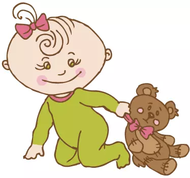 Little Girl with Teddy Kids Decal - TenStickers