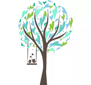 Love Birds Tree Wall Sticker - TenStickers