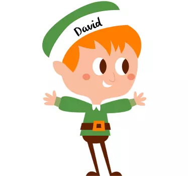 Male Elf Customisable Christmas Sticker - TenStickers