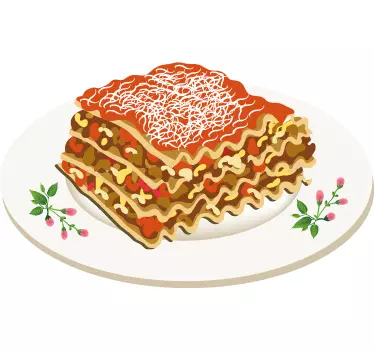 Meat Lasagna Plate Decal - TenStickers