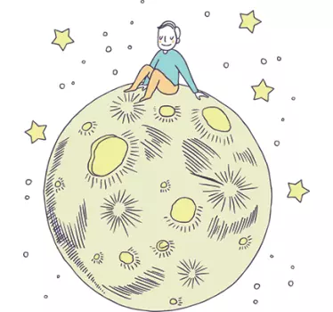 Moon illustration wall art decal - TenStickers