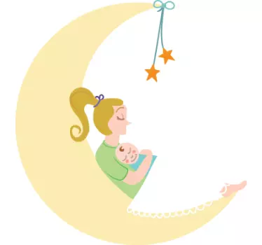 Mother and Baby Moon Sticker - TenStickers