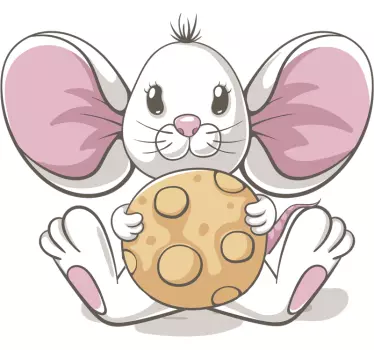 Mouse with cookie illustration wall art decal - TenStickers