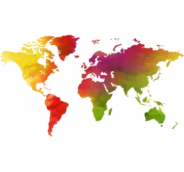 Multi-Coloured World Map Sticker - TenStickers