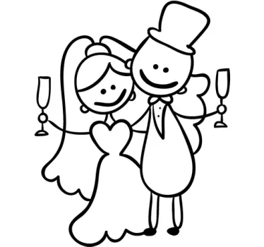 Newly-wed Couple Toast Sticker - TenStickers