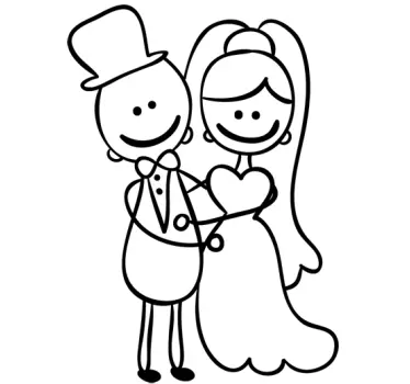 Newly-weds Drawing Sticker - TenStickers