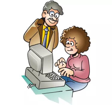 Office Computer Teacher Wall Sticker - TenStickers