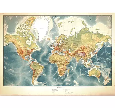Old Style World Map Wall Sticker - TenStickers