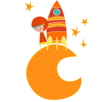 Orange Moon Astronaut Wall Sticker - TenStickers
