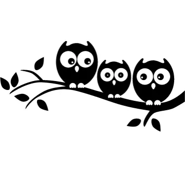 Owls on the branch bird sticker - TenStickers