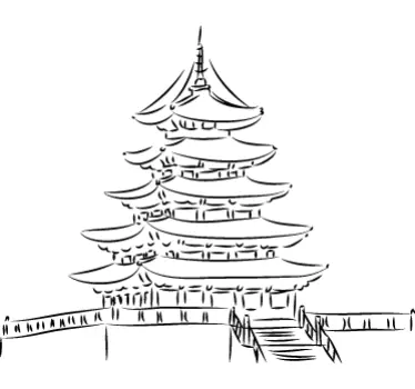 Pagoda Tower Sticker - TenStickers