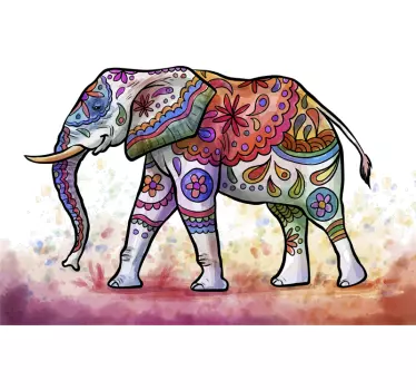 Painted elephant wild animal sticker - TenStickers