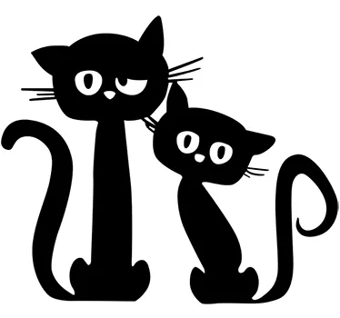 Pair of Black Cats Wall Sticker - TenStickers