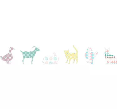 pastel colorrs geometric textures farm animal wall sticker - TenStickers